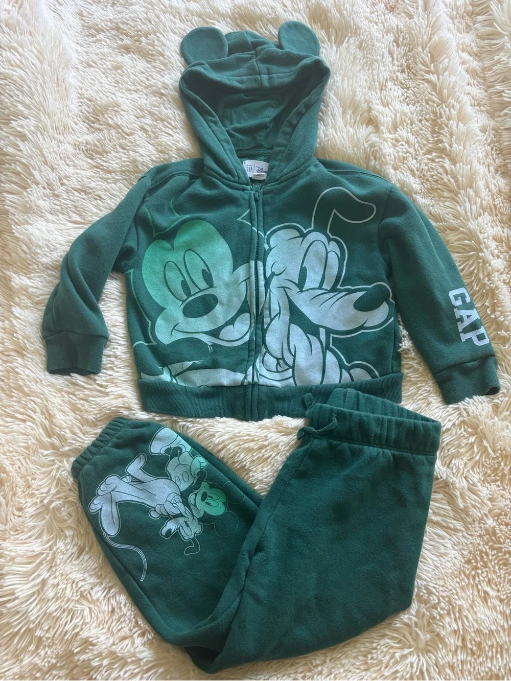 GAP Green Mickey & Pluto Hoodie and Sweatpants Set size 3